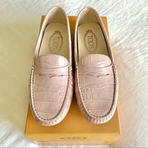 Tod’s Gommino Driving Shoes Croc Embossed Leather